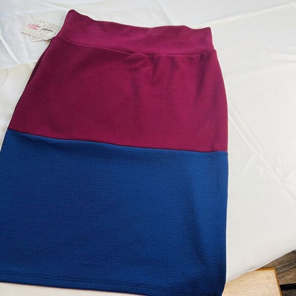 LulaRoe Cassie Stretch Pencil Skirt Pink & Blue Color Block NWT Size M 0700 - Picture 4 of 7